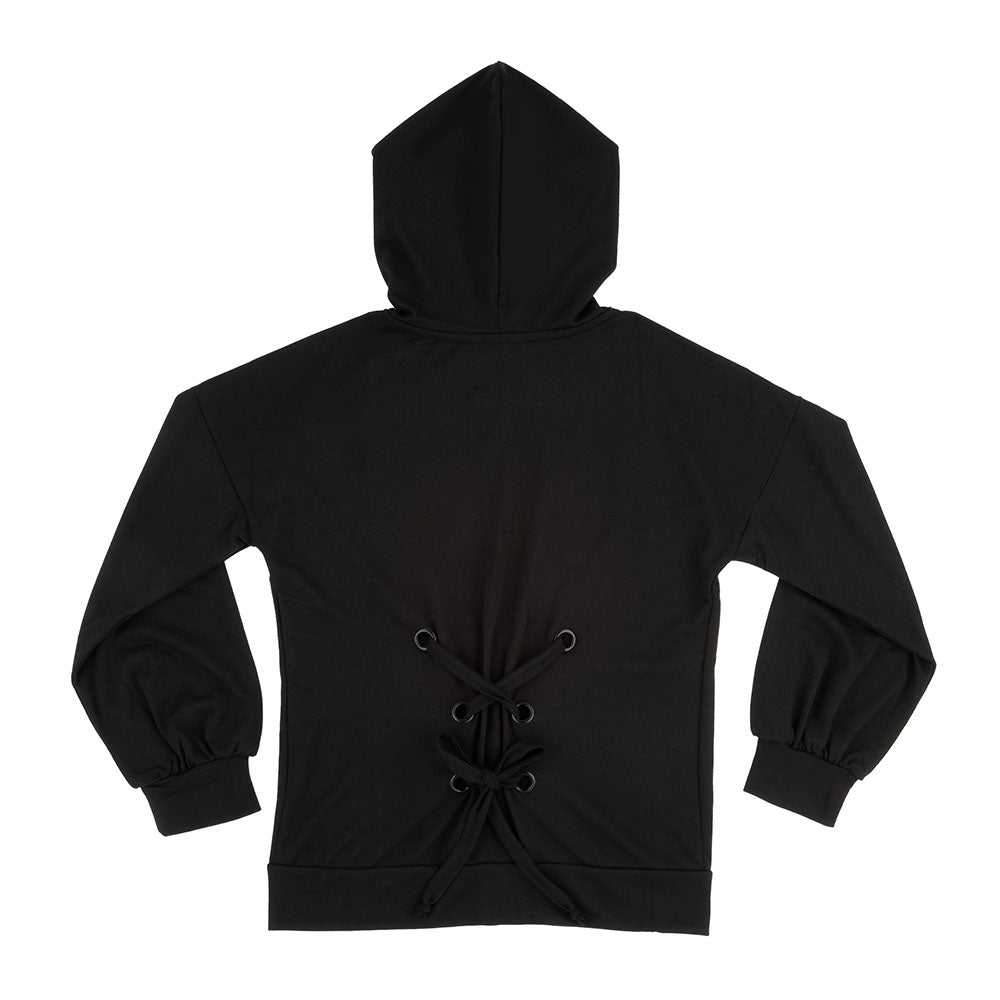 Zip Hoodie with Lace Up Back